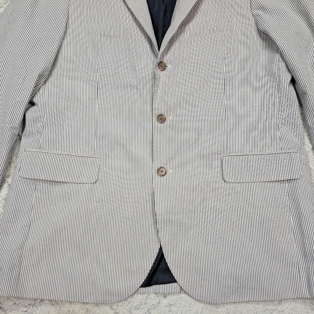 J. Crew Jacket Mens 46 L Blue Pinstripe Legacy Sportcoat 3 Button Business - Picture 3 of 11